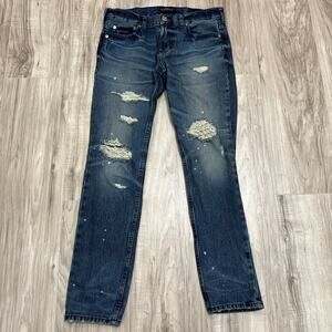 Pacsun Los Angeles Men's Vertical Stretch Skinny Blue Ripped Jeans Size W29 L30